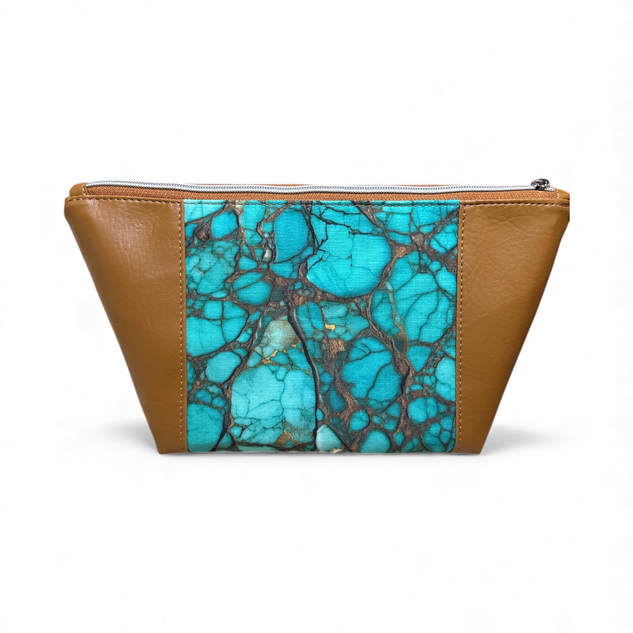 Turquoise stone print beauty bag